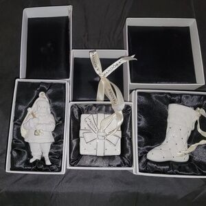 3 Pc Assortment Pandora White Holiday Ornament Set